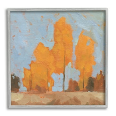 Stupell Industries Autumn Trees Brilliant Orange Leaves Soft Blue Sky, 24 x 24, Designed by Jacob Green