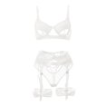thumbnail image 3 of Gibobby Ropa interior mujer sexy Mujeres Sexy Malla de Encaje Floral Bordado Liga ligada Lencería Ropa Interior Conjuntos de lencería Sexy(Blanco, M), 3 of 5