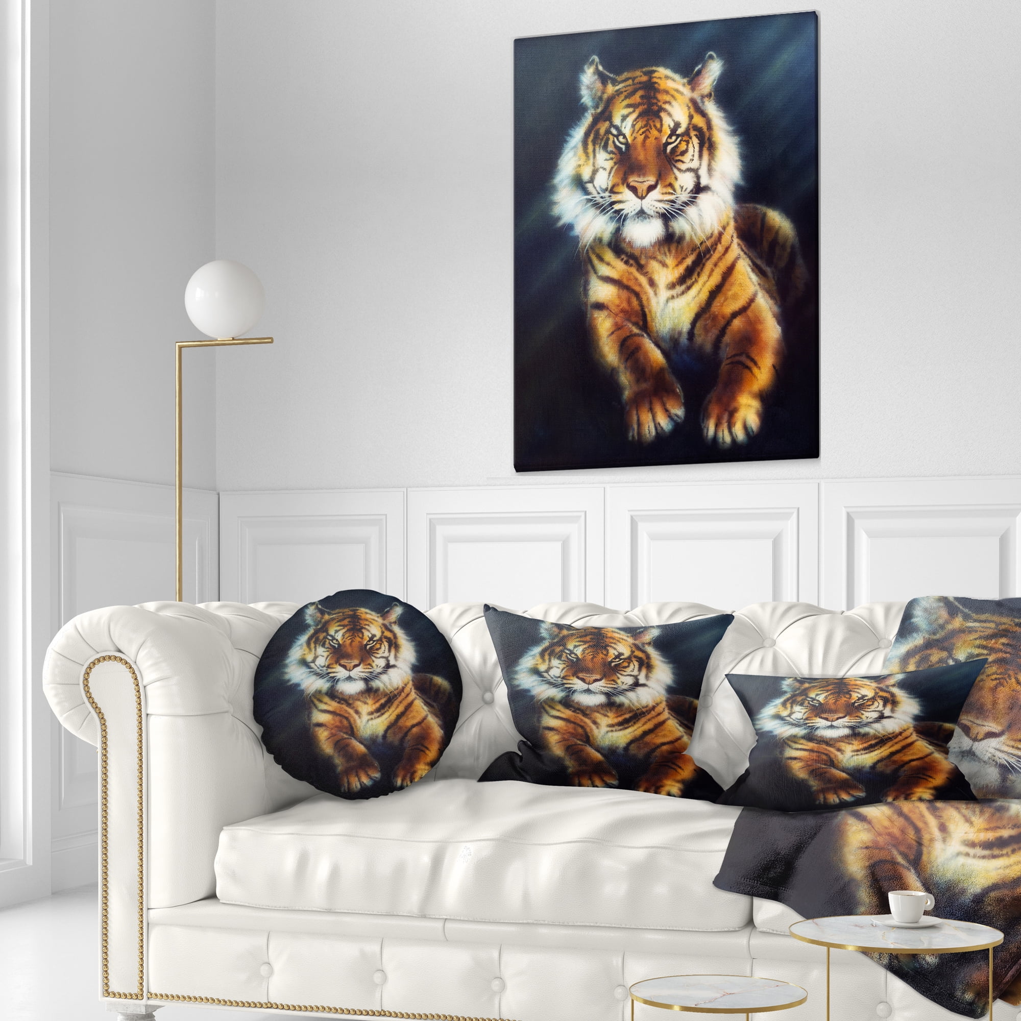 Designart Mighty Tiger - Animal Throw Pillow - 12x20