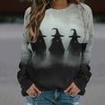 thumbnail image 6 of Womens Fleece Lined Sweatshirts Oversized Drop Shoulder Crewneck Sweat Shirts Loose Casual Halloween Graphic Sweater Coffee, L, 6 of 6