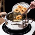 thumbnail image 3 of Fish Fryer Pot, 304 Stainless Steel Deep Fryer Pot Temperature Control Multifunctional Oil Saving Thickened with Lid, with Oil Drip Drainer Rack for Kitchen, for Frying Chicken, 3 of 7