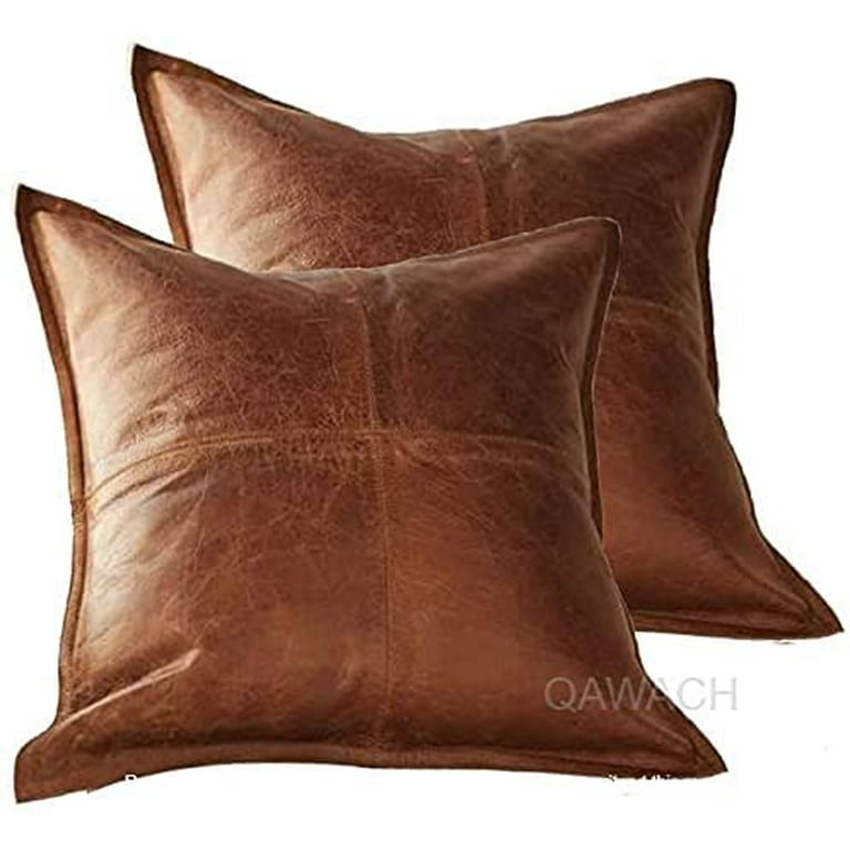 QAWACH Lambskin Leather Pillow Cover Sofa Cushion Case Decorative