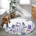 thumbnail image 3 of Round Area Rugs Collection 4 Ft, Purple Floral Non-Slip Residential Carpet, Spring Lavender Daisy Butterflies Botanical Indoor Crawling Mats Runner Rugs for Living Room/Dining Room/Bedroom, 3 of 8