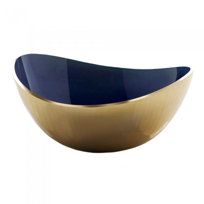 MODERN BLUE AND GOLD OVAL BOWL