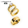 thumbnail image 4 of 3pc His and Hers Wedding Ring Sets Couples Rings Yellow Gold Plated White Cz Tungsten band, 4 of 6