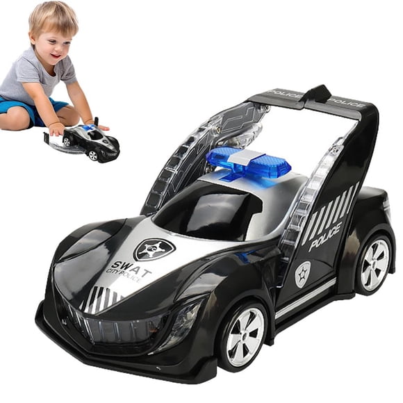 Electric Transforming Police Car with 360 Rotation, Lights & Music - Intelligent Toy for Kids