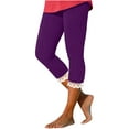 thumbnail image 2 of qelini Capris for Women Athletic Pull on Labor Day 3/4 Capris Leggings Slim Solid Color High Waisted Plus Size Yoga Gym Fashion Lightweight and Purple S, 2 of 6