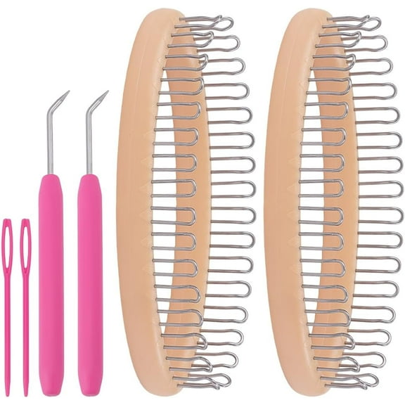 2sets Knitting Loom Tools with Crochet Hooks and Knitting Needles for Socks Hat Blanket Sewing Craft Knitting Accessories Mixed color 13.5x5.35x3.1cm