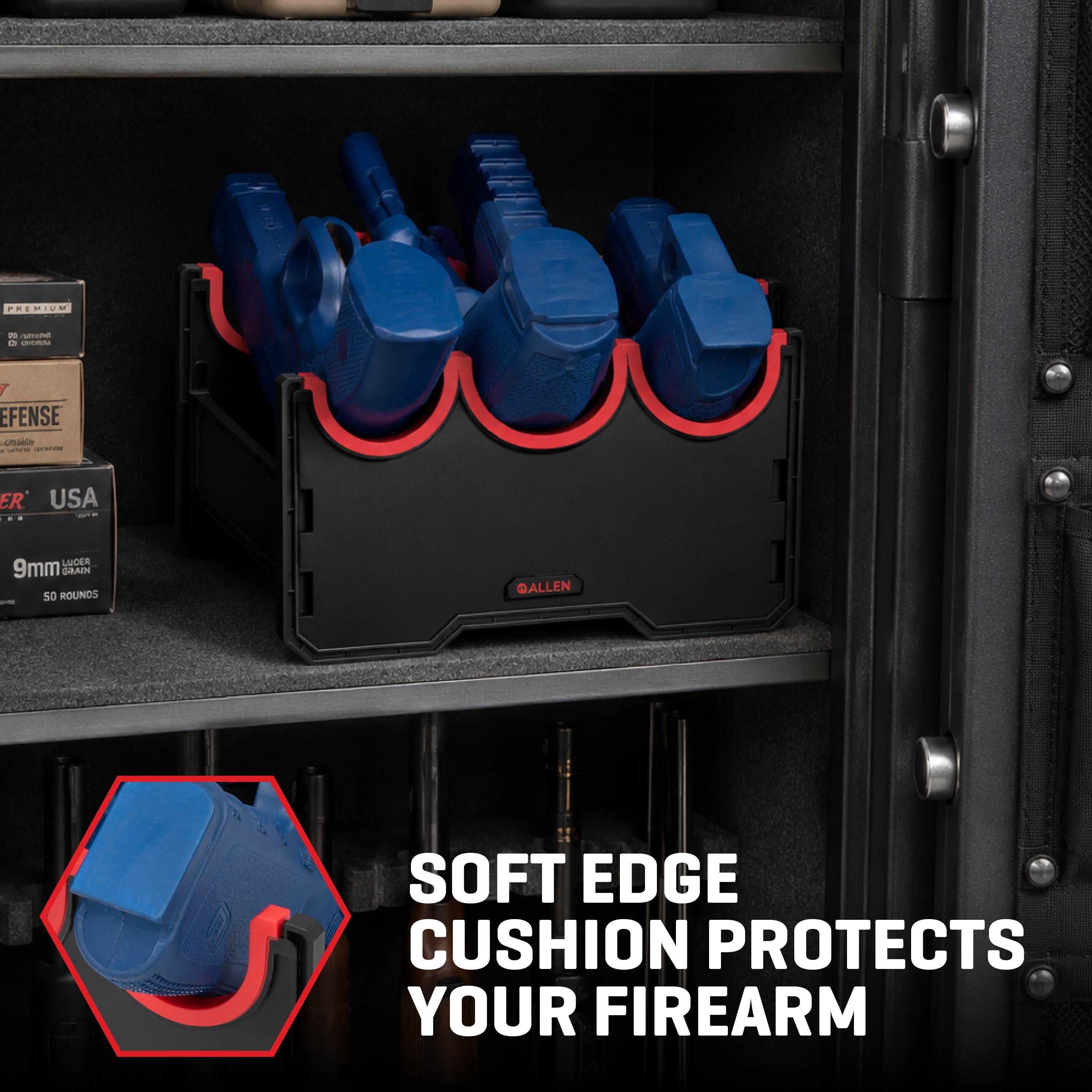 Allen Company Handgun Storage Rack, Holds 3 Handguns, Plastic Organizer