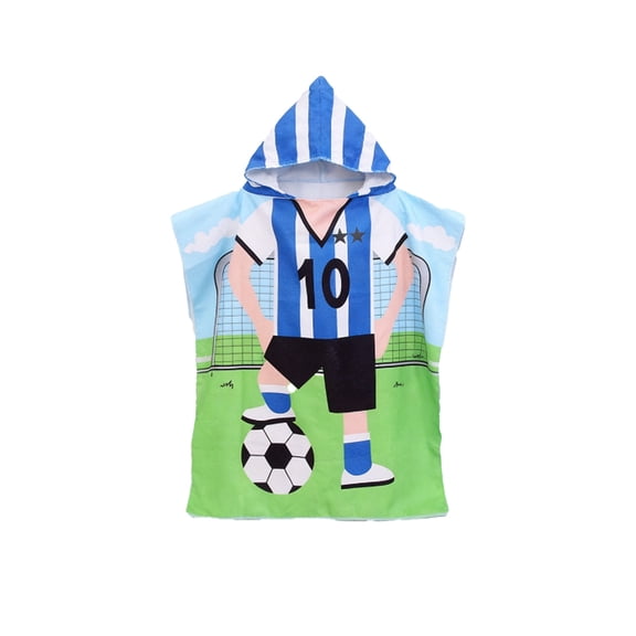 Soccer Beach Towel, 24x24 Inch Soccer Hooded Beach Towel, Soft & Quick Dry Kids Hooded Towel for Swim Pool Bath Towel