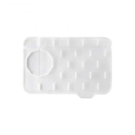 

Haobuy Kitchen Sink Splash Guard Silicone Faucet Handle Drip Catcher Tray Faucet Absorbent Mat with Drain Spout White