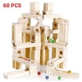 thumbnail image 2 of 60 piezas de bloques de pista de mármol de madera para niños, bloques de construcción educativos ensamblados para niños, juguetes de bolas de tubo, regalos para niños, 2 of 10