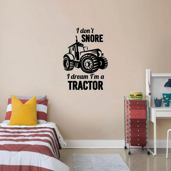 I Dont Snore I Dream Im A Tractor Vinyl Wall Sticker Wall Art Wall Decal Girls Boys Kids Room Design Bedroom Nursery Kindergarten House Home Decor Stickers Wall Art Vinyl Decoration Size (20x14 inch)
