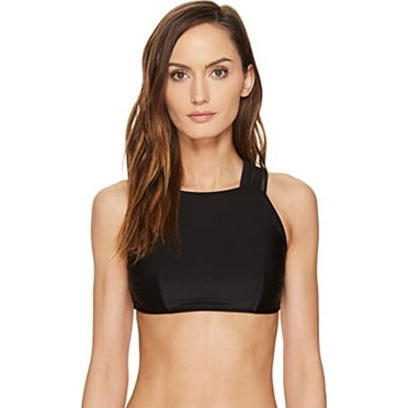 Agua De Coco by Liana Thomaz Women's Halter Bikini Top, Black, Medium