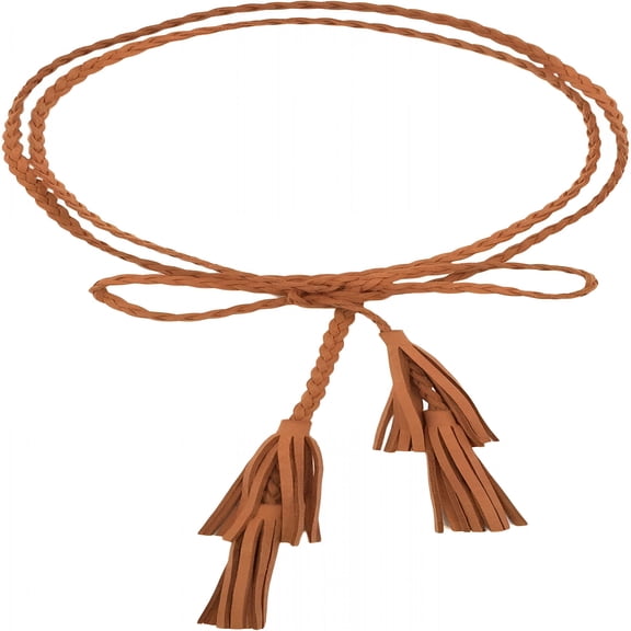 TELOLY Women Girls Multi Colors Braided Waist Tie Belt/Rope/Chain with Tassel Fringe Wrap Cloth Belts for Dress Pants