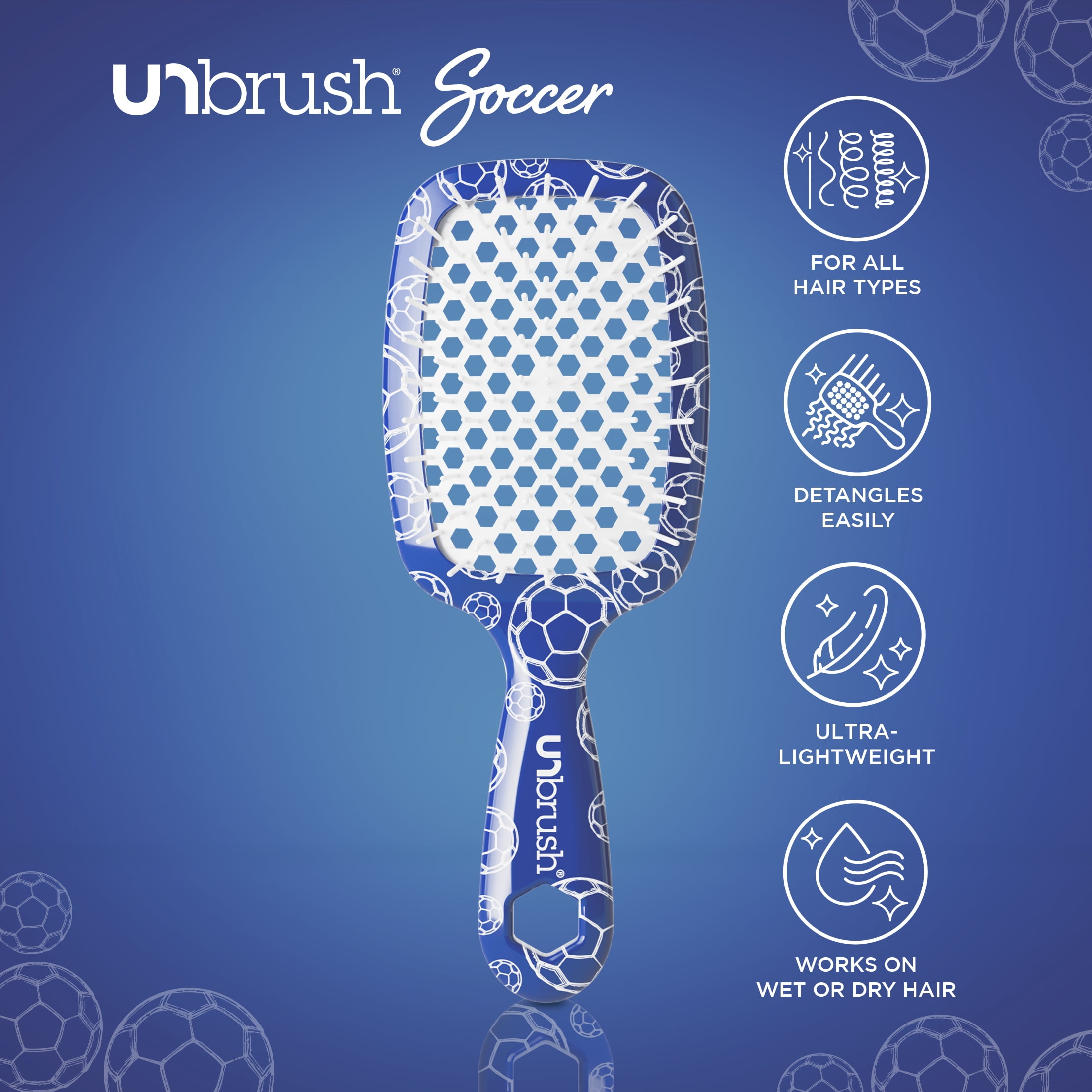 FHI Heat UNbrush Soccer Detangling Hair Brush for All Hair Types, Blue