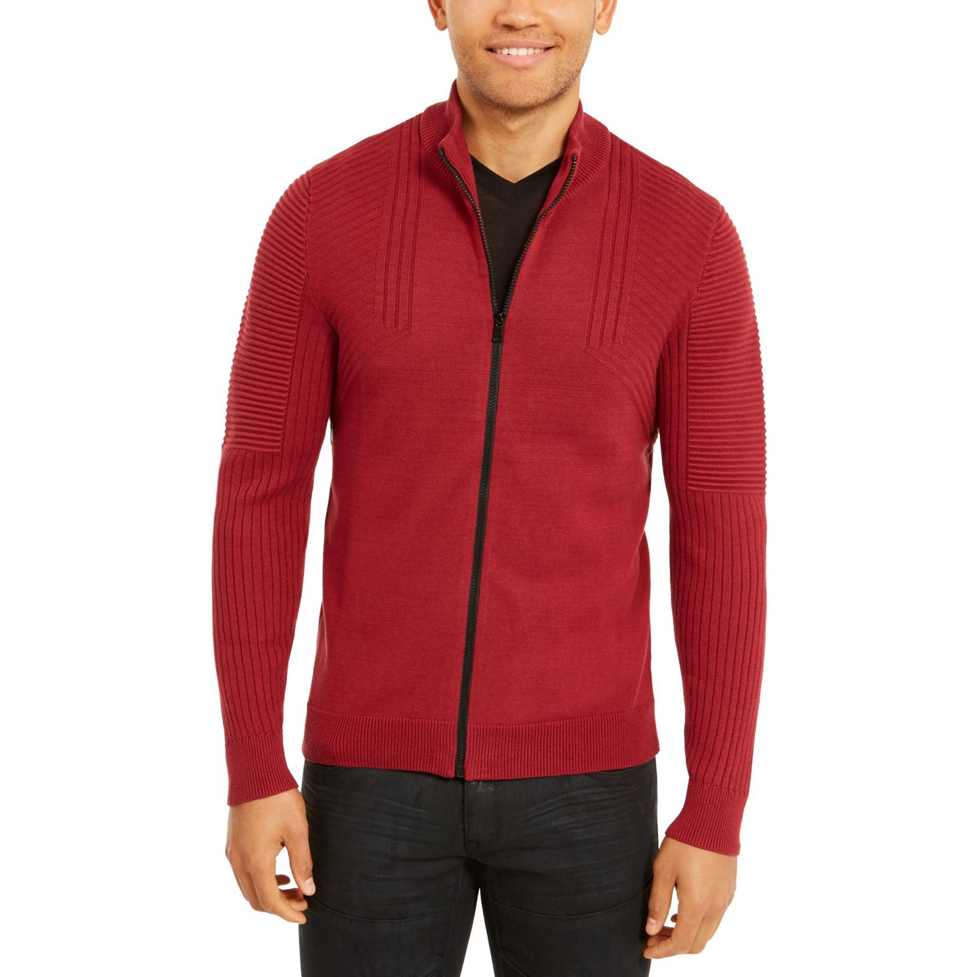 INC Mens Vamp Cotton Ribbed Trim Full Zip Sweater - Walmart.com