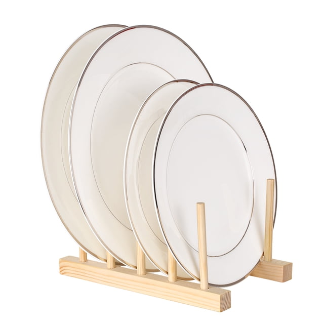 Estante multiusos de madera para platos, escurridor de secado de platos, soporte de almacenamiento, organizador de armario de cocina para platos, platos, cuencos, tazas y ollas