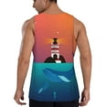 thumbnail image 3 of Easygdp Lighthouse and Whale Men's Tank Top, Sleeveless Muscle T Shirts, Breathable, Quick-Dry, Loose for Gym, Running, Fitness - 3X-Large, 3 of 9