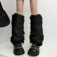 thumbnail image 4 of Faux Fur Fuzzy Leg Warmers Furry Boot Covers for Women, Warm Fuzzy Boot Cuff Boot Sleeves Leg Warmers for Party(Black), 4 of 5