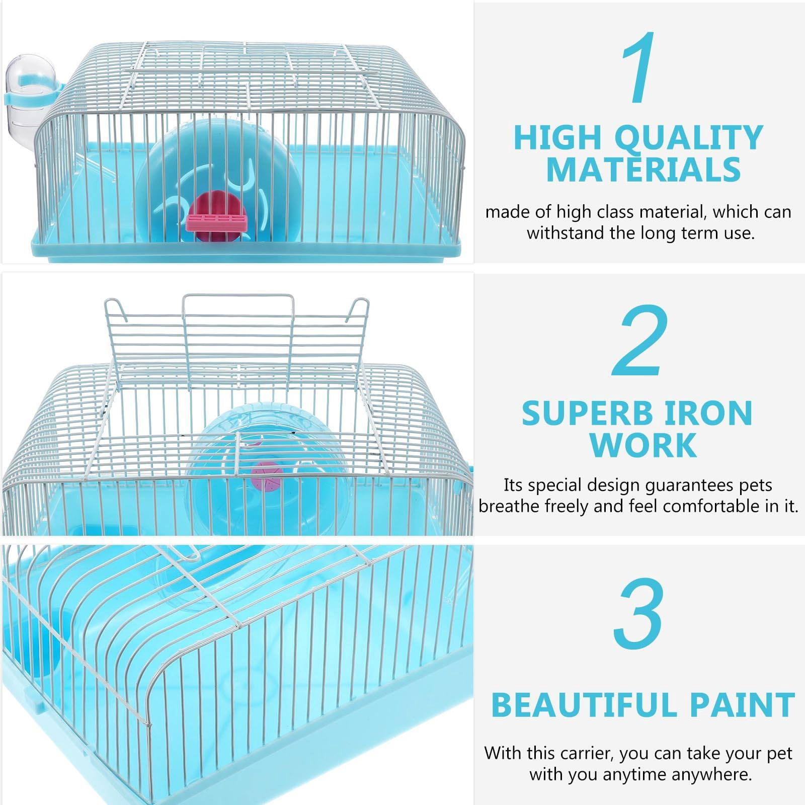 PBPBOX 1Set Blue Handheld Pet Cage for Hamsters Gerbils Chinchillas with Travel Handle and Accessories