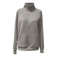thumbnail image 4 of Fiaer,Half Zip Plus Size Sweatshirts for Women,Womens Loose Fit Casual Trendy Long Sleeve Lapel Collared V Neck Pullovers with Pocket Grey M, 4 of 4