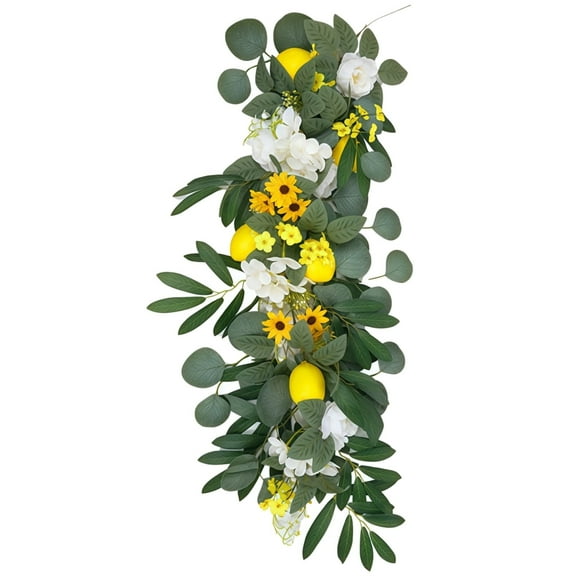 Artificial Lemon & Sunflower Vine Decor - 23.6 Inch Spring Floral Decor with Green Leaves | Faux Spring Garland for All-Season Indoor Outdoor Welcome Decor