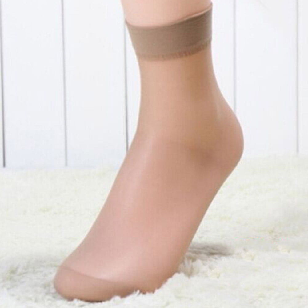 Nylon Ankle Socks Womens 20D Transparent Hosiery Socks 6 pairs