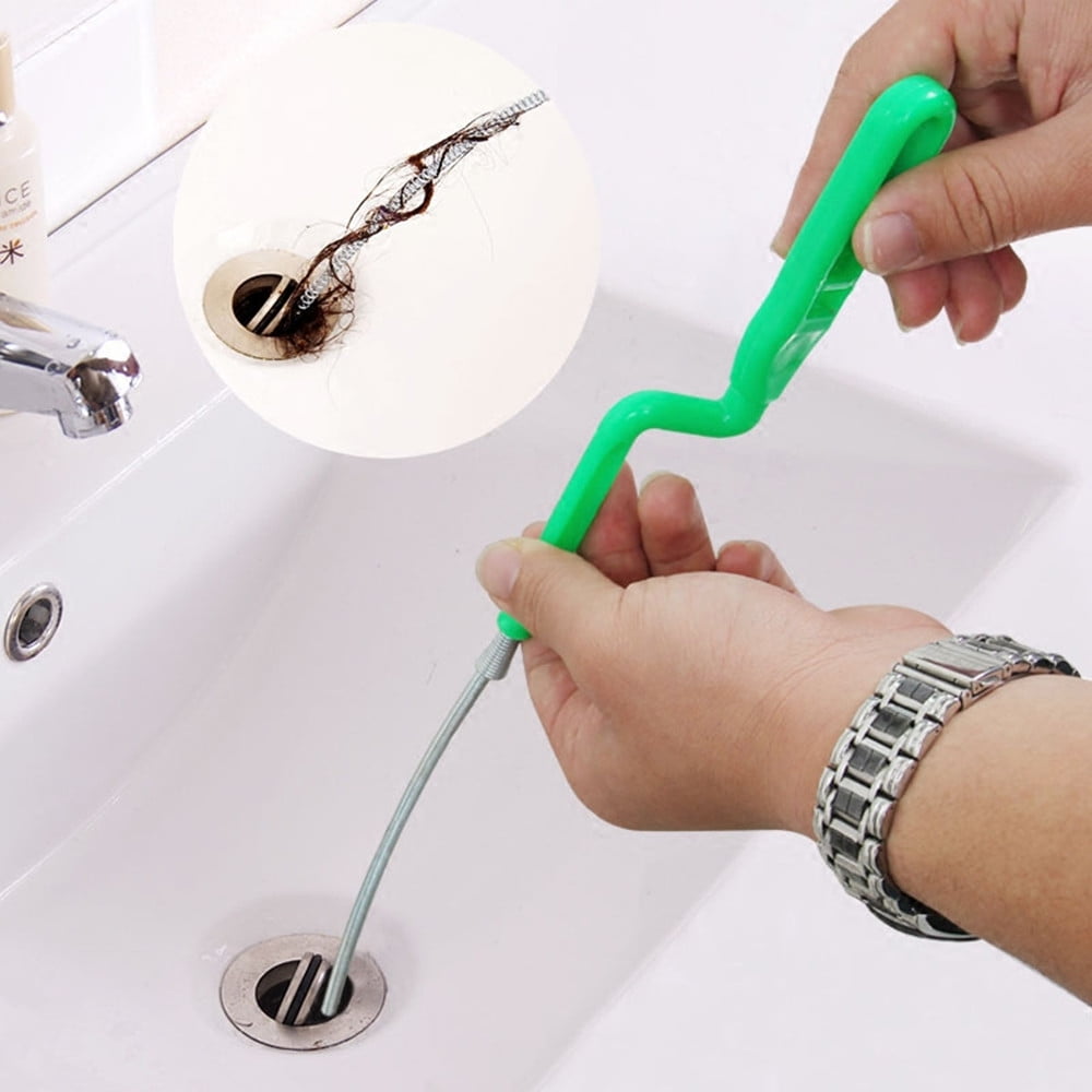 20"Hair Dredge Snake Drain Sink Cleaner Removes Clogged Shower Bathroom G2E9 