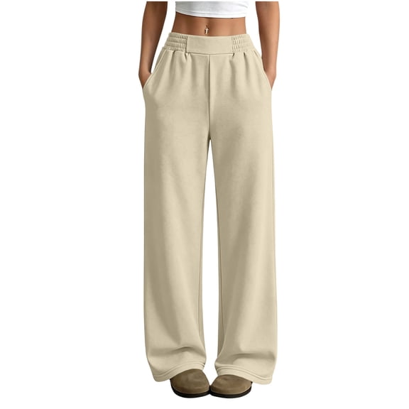 Gswybco Sweatpants for Women Athleisure Straight Leg Jogging Pants Loose Elastic Waist Workout Pants with Pockets