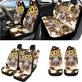 thumbnail image 2 of Uorisanigo Retro Highland Cow Aztec 18 Pcs Car Seat Cover Set Seat Belt Pad Universal Steering Wheel Protector Armrest Cover Gear Shift Handbrake Headrest Covers Coasters Set and Key Chains, 2 of 7