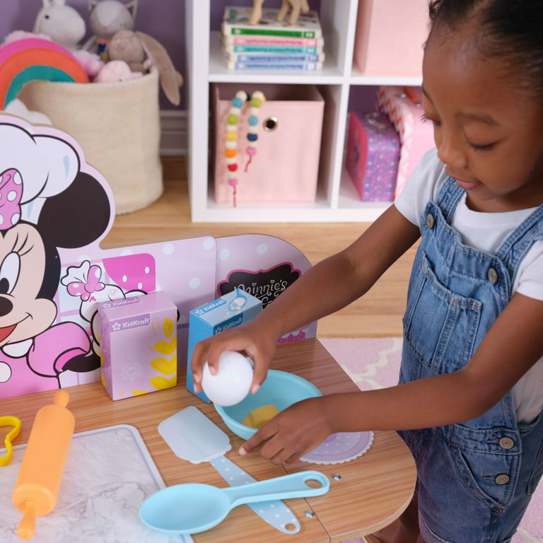 KidKraft Disney Jr. Minnie Mouse Kitchen + Chef Set + Wooden Baking &  Treats Set