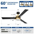thumbnail image 6 of Uforic 60 inch Modern Ceiling Fan with Light and Remote, Crystal Chandeilier Ceiling Fan with 3 Blades,6-speed - Black & Gold, 6 of 12