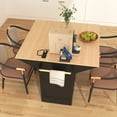 thumbnail image 5 of Glavbiku 55.7" Kitchen Island Cart on Wheel with 2 Drop Leaf,Power Outlet,3 Drawer for Kitchen Black, 5 of 19
