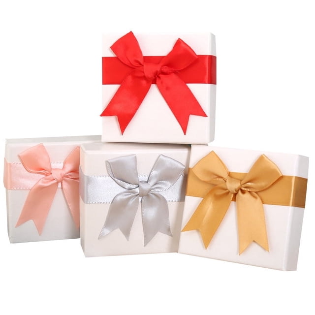 Caja de lazo con cinta para embalaje, caja para anillos, collares, colgantes, pendientes, caja de papel para joyas, caja de regalo