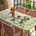 thumbnail image 3 of Sage Green Easter Table Cloths for 3 Foot Rectangle Tables, Spring Bunny Eucalyptus Leaves Patio Waterproof Elastic Fitted Tablecloths, Washable Rectangular Table Cover for Camping, 3 of 8