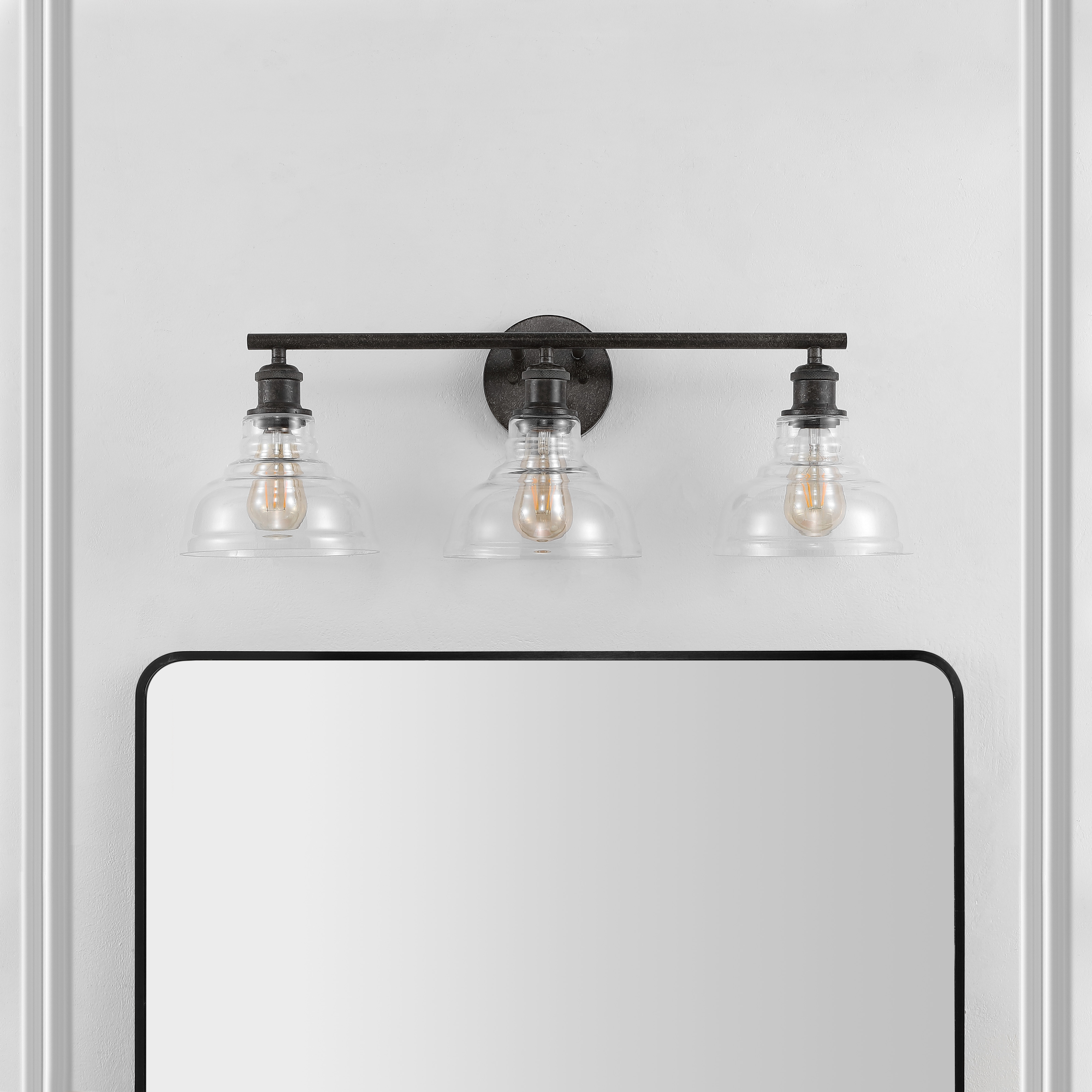 Safavieh Calyna 3-Light 27.25" Industrial Iron Sconces, Black