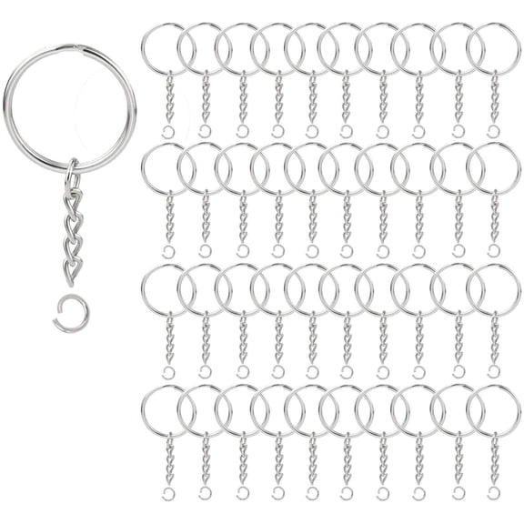 Deally 100 Pack Stainless Steel Keychain Rings with Chain and Open Jump Rings 1 Inch Split Round Key Rings for DIY Keychain Making Kit Craft Jewelry Supplies