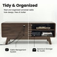 thumbnail image 6 of TV Stand with Storage, Entertainment Center with Slatted Sliding Door, Mid Century Modern TV Stand, Farmhouse Media Console for Living Room (Walnut, 46"), 6 of 11