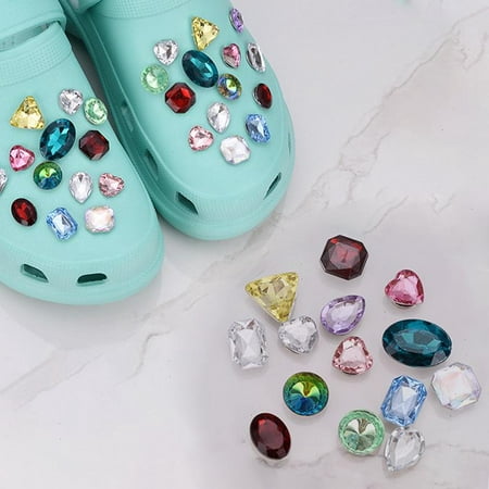 

28Pcs Shoe Decoration Charms Diy Shoe Accessories With Crystal Rhinestones In Many Shapes Perfect For Garden Clogs Beach Sandals.
