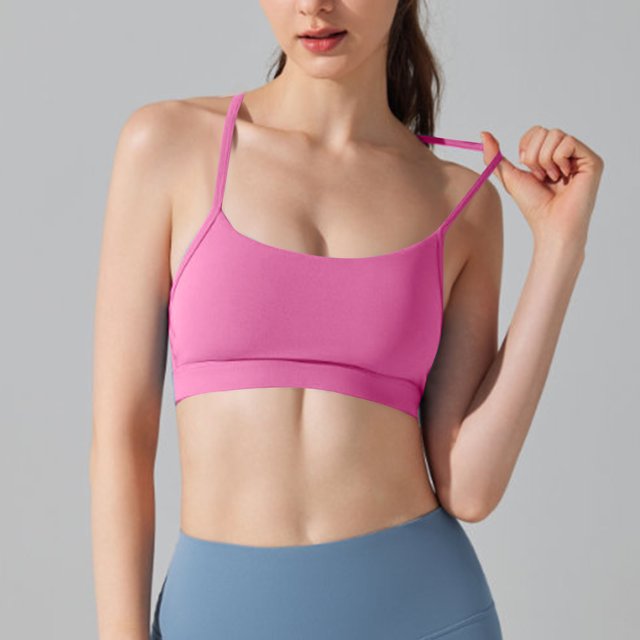 LOVZFMLL Tank Tops for Womens Bra With Breast Pads Slim Shoulder Straps Beautiful Back Round Neck Suspender