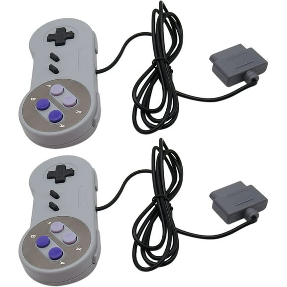 HUGFEGWE 2 Pack Remote Controller Video Game Pad Replacement Fits for Nintendo SNES System Console Replacement Controller 6FT SNS-005 U2537-1201