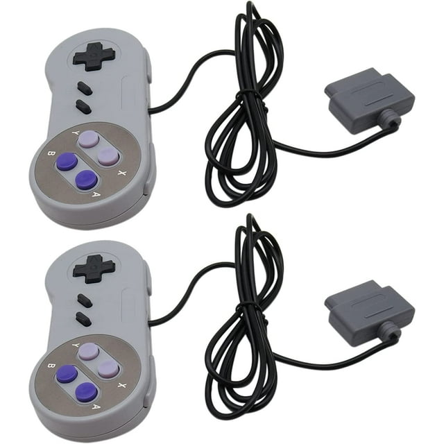 HUGFEGWE 2 Pack Remote Controller Video Game Pad Replacement Fits for Nintendo SNES System Console Replacement Controller 6FT SNS-005 U2537-1201