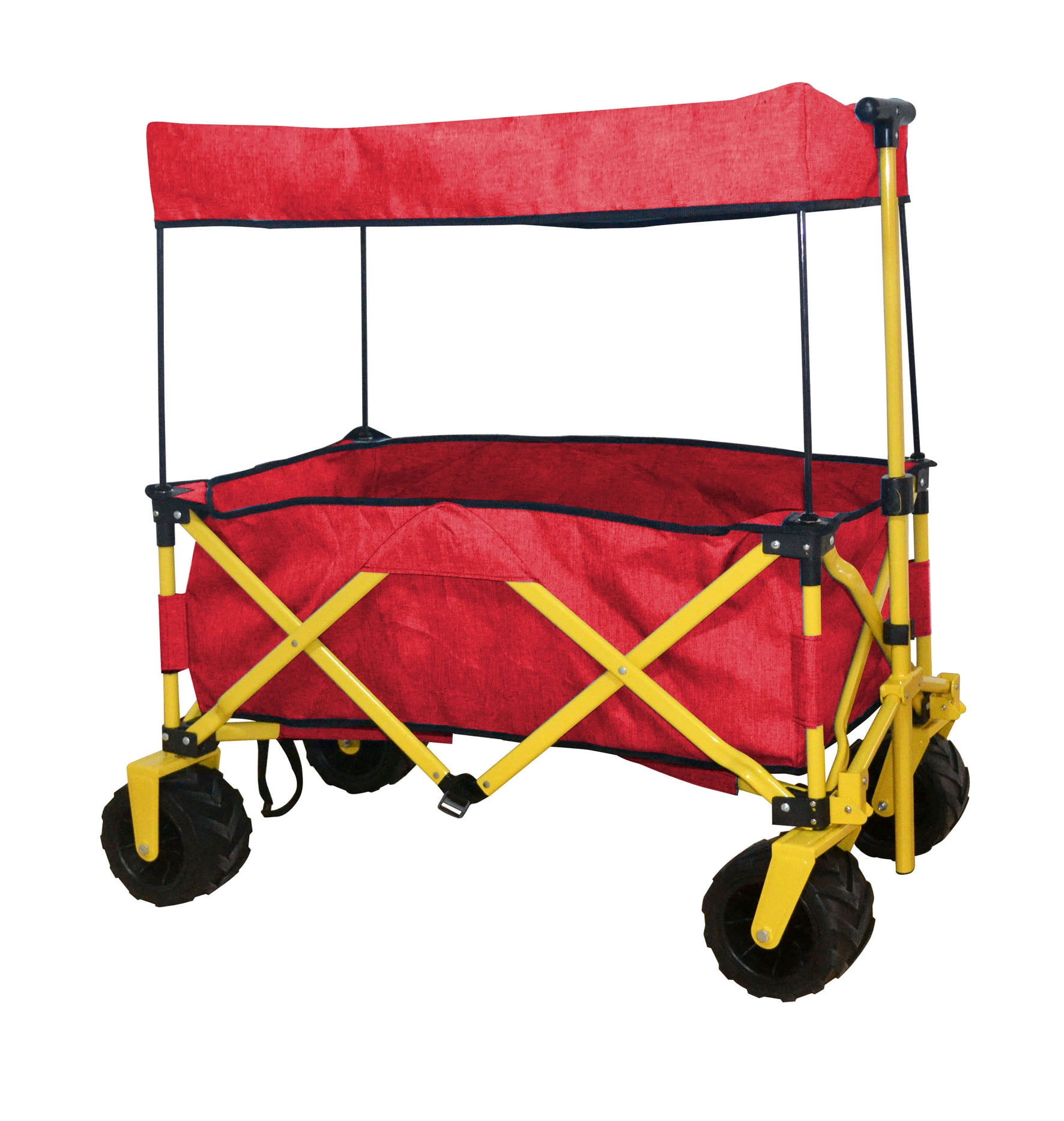 RED OUTDOOR FOLDING WAGON CANOPY GARDEN UTILITY TRAVEL CART COMPACT EZ