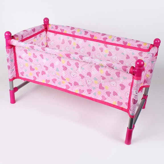 Doll Bed for Baby Dolls, Kids Pretend Play Furniture Set with Mattress and Bedding, Indoor Outdoor Toy Playset