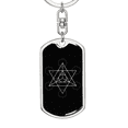thumbnail image 5 of Sacred Geometry Star Tetrahedron Stylized Version Stainless Steel or 18k Gold Premium Swivel Dog Tag Keychain, 5 of 16