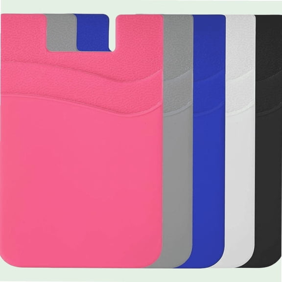 Cell Phone Silicone Wallet Stick-on ID Business Credit Card Pocket for Smartphones