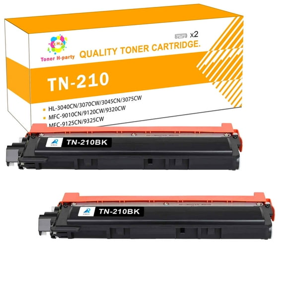 Toner H-Party 2-Pack Compatible Toner Cartridge for Brother TN-210BK for Use with Brother HL-3040CN 3070CW 3045CN 3075CW, MFC-9010CN 9120CW 9320CW 9125CN 9325C Black