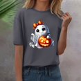 thumbnail image 1 of YLHFASHION T-shirt d'Halloween pour Femmes Manches Courtes Col Rond Imprimé Citrouille Décontracté Automne, 1 of 4