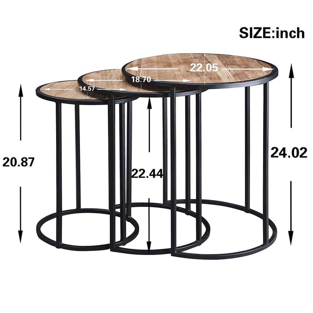 Lowestbest Nesting Table, 3-piece Retro Side Table, Living Room Coffee Snack Table, Brown Lowestbest Nesting Table, 3-piece Retro Side Table, Living Room Coffee Snack Table, Brown